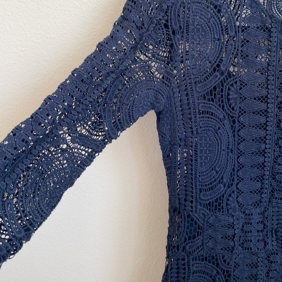 Ba&sh Navy Esthee lace mini A-line  dress Small - Picture 3 of 5
